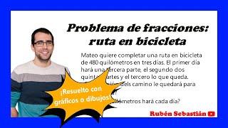 PROBLEMA CON FRACCIONES BICICLETA SOLUCIÓN CON MÉTODO GRÁFICO. PROBLEMAS con FRACCIONES fáciles.