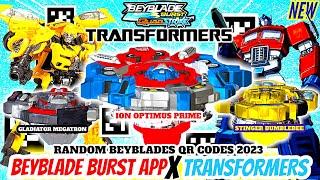 STINGER BUMBLEBEE  ION OPTIMUS PRIME  MEGATRON Premium Beyblade Burst App  Transformers  QR CODES