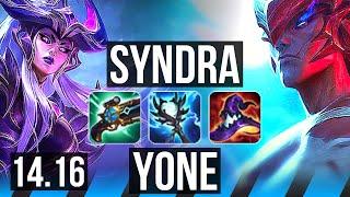 SYNDRA vs YONE MID  8 solo kills Godlike 1449  BR Challenger  14.16