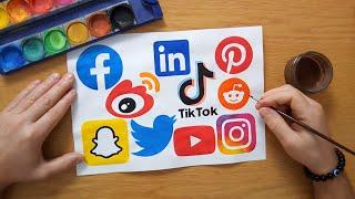 TOP 10 social media platform logos - TikTok facebook YouTube Instagram Pinterest twitter ...etc