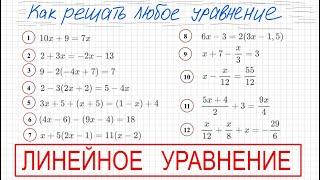 Как решать линейные уравнения Решите уравнение 5 класс 6 класс 7 класс Как решать простое уравнение