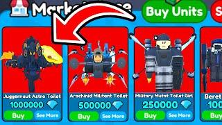 I SOLD JUGGERNAUT and ARACHNID and TOILET GIRL AND BERET FOR *10M* GEMS   Toilet Tower Defense