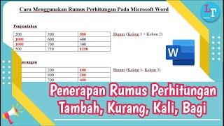 How to Use Calculation Formulas in Ms Word