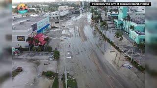 Drone flyover shows damage left behind by Helene in Treasure Island Florida