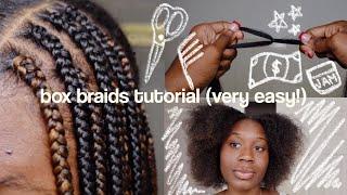 How to do Box Braids on Yourself Beginner Friendly *Detailed* Flat Box Braids with Small Knots.