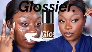 Is The Glossier *STRETCH FLUID FOUNDATION* Any Good?? Let See What It Looks Like On DARK SKIN Deep 4