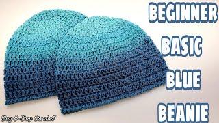 Easy Beginner Basic Blue Beanie Crochet Easy Unisex HatFree Crochet Tutorial Bag O Day Crochet