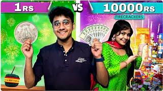 Rs 1 vs Rs 10000  firecrackers  Diwali Challenge video 