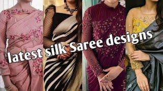 latest silk saree blouse designs  silk saree designs new model  #silksarees