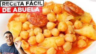 GARBANZOS GUISADOS con CHORIZO  RECETA de la ABUELA potaje TRADICIONAL receta sencilla.