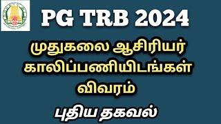 PG TRB 2024  முதுகலை ஆசிரியர் காலிப்பணியிடங்கள் விவரம் Today Update English