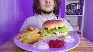 ASMR EV YAPIMI BURGER MUKBANG  TÜRKÇE ASMR 