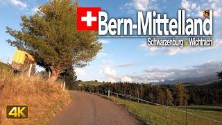 Driving across the Bern-Mittelland from Schwarzenburg to Wichtrach Switzerland 