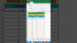 Roman Function in #microsoft  #excel #msexcel #shorts #computer #education