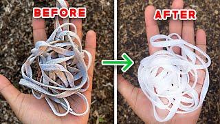 HOW TO MAKE SHOE LACES WHITE & GET RID OF STAINS SUPER EASY