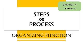 Steps in Organising or Process of Organizing  Organizing Function  Functions of Management