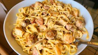 New Orleans Cajun Pasta  Chicken shrimp and sausage alfredo pasta