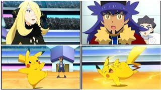 Ash & Pikachu shocks Leon diantha & cynthia