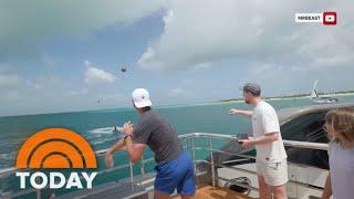 Tom Brady downs drone with football throw in Mr. Beast challenge