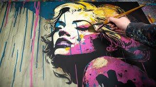 How to paint a Marilyn Monroe portrait in Pop ArtAbstract style using a stencil