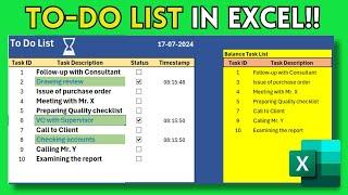 Interactive To Do List in Excel  No VBA