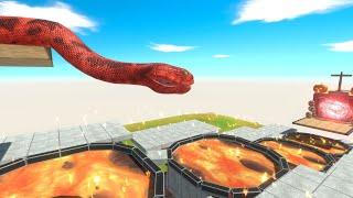 Jump Over Lava Pool - Reptiles VS Dinosaurs  Animal Revolt Battle Simulator