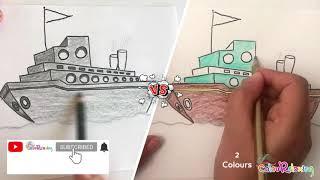 كيف ترسم سفينة باخرة  ما الأجمل فيهما  How to draw a ship  Steamship  What is the most beautiful