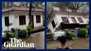 India floodwaters sweep away house in Kerala