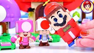 Building Lego Mario and his cute magic mushroom friends yeah Im not sure whats going on here