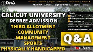 Calicut University Degree Admissions 2021  Q&A  Online Reporting  Community  Management  Sports