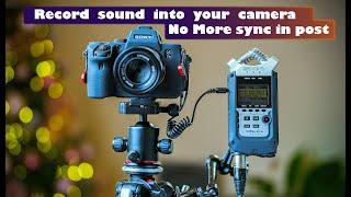 Connect Zoom H4n pro  External recorder to camera record sound straight into camera