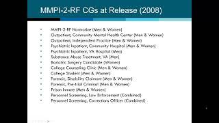 Use of MMPI-3 Comparison Groups