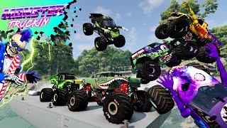 Monster Jam INSANE Racing Freestyle and High Speed Jumps #32  BeamNG Drive  Grave Digger