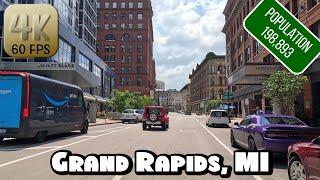 Driving Around Downtown Grand Rapids Michigan in 4k Video