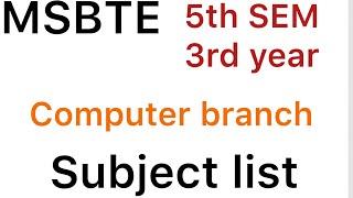 i scheme diploma third year computer or 5th semester subject list MSBTE