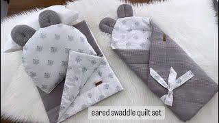 Baby nest Eared Swaddle Quilt Set Making  Baby Sleeping Set Sewing 