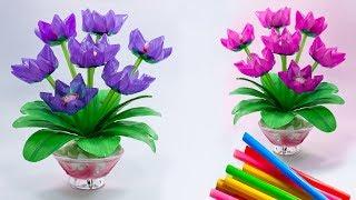 bunga sedotan plastik hiasan meja minimalis  pretty flower ideas