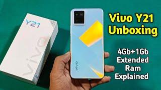 Vivo Y21 Unboxing & Quick Review   Dimond Glow  4Gb+1Gb Extended Ram Explained.