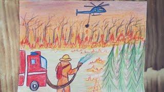 FOREST FIRE DRAWING FOR BEGINNERS  YENİ BAŞLAYANLAR İÇİN  ORMAN YANGINI ÇİZİMİ  DOĞAYI KORUYALIM