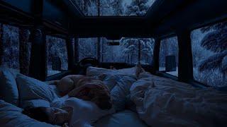 Sleeping in a Car with a Blizzard - Winter Car Camping - Snow Storm & Heavy Snowfall for Deep Sleep