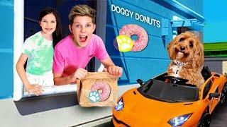 We Opened A DOGGY DONUT DRIVE THRU STORE Winner Gets A Lamborghini