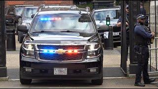 American Secret Service Vehicles Under Police Escort In The United Kingdom  Presidential Motorcade