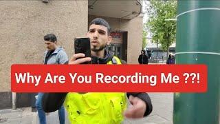 VERY ANGRY SECURITY GUARD TELLS ME TO STOP RECORDING IN PUBLIC  & GETS OWNED