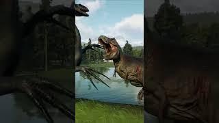 Jurassic World Evolution 2 Therizinosaurus Fight Tyrannosaurus Rex Feathered #Short