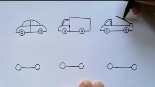 Kolay çizimler ilkokullar için görsel sanatlar dersi etkinlikleri  Araba çizimleri