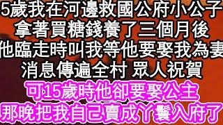 5歲我在河邊救國公府小公子，拿著買糖錢養了三個月後，他臨走時叫我等他要娶我為妻，消息傳遍全村 眾人祝賀，可15歲時他卻要娶公主，那晚把我自己賣成丫鬟入府了 #為人處世#生活經驗#情感故事#養老#退休