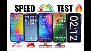 Redmi Note 7 Pro vs Galaxy M30 vs Realme 3 vs Galaxy M20 Speedtest & RAM Management 