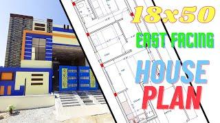 100 sq yds east facing 2bhk single storey house plan  18 x 50 size  free download