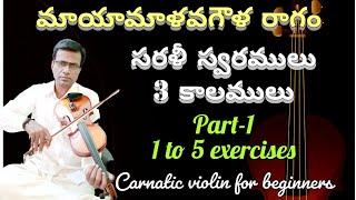 Mayamalavagowla  saraliswaram part-1  violin fingar exercise  carnatic violin lesson in Telugu
