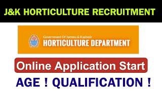 J&K Horticulture Recruitment 2023 Horticulture Department Jobs  Online Apply  Age  Qualification